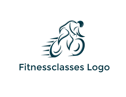logo with an outline of a biker riding a bicycle