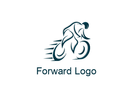 logo with an outline of a biker riding a bicycle