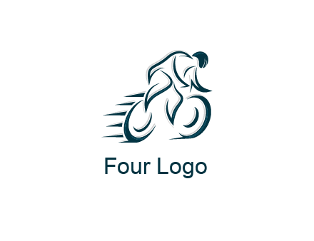 logo with an outline of a biker riding a bicycle