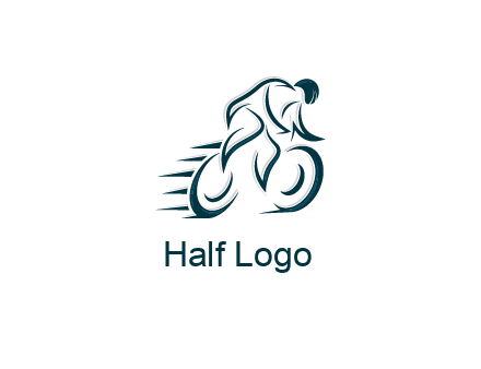 logo with an outline of a biker riding a bicycle