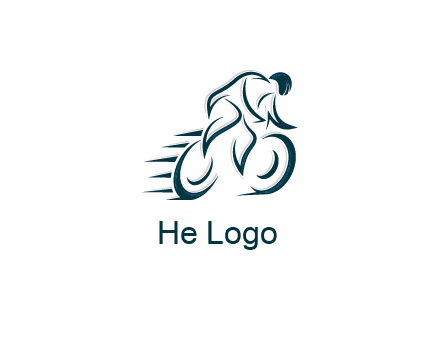 logo with an outline of a biker riding a bicycle