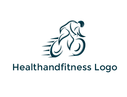 logo with an outline of a biker riding a bicycle