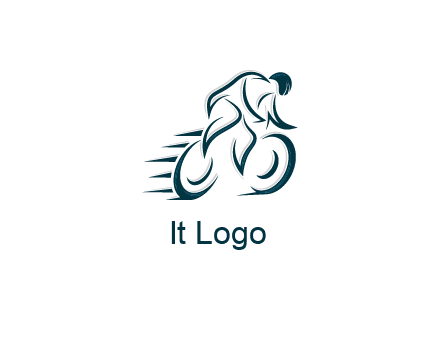 logo with an outline of a biker riding a bicycle
