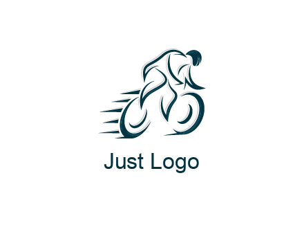 logo with an outline of a biker riding a bicycle