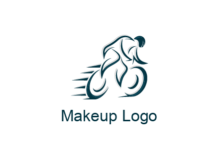 logo with an outline of a biker riding a bicycle