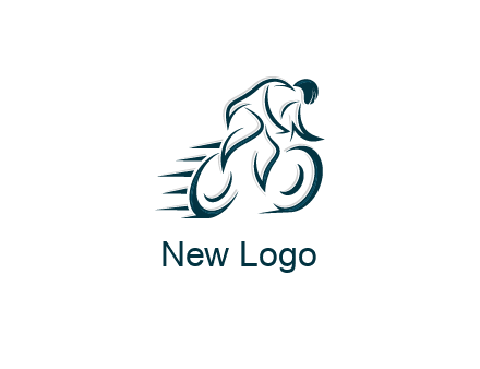 logo with an outline of a biker riding a bicycle