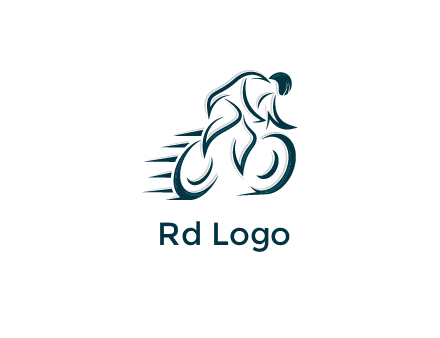 logo with an outline of a biker riding a bicycle