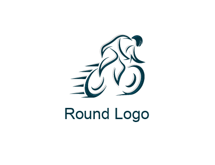 logo with an outline of a biker riding a bicycle