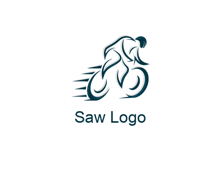 logo with an outline of a biker riding a bicycle