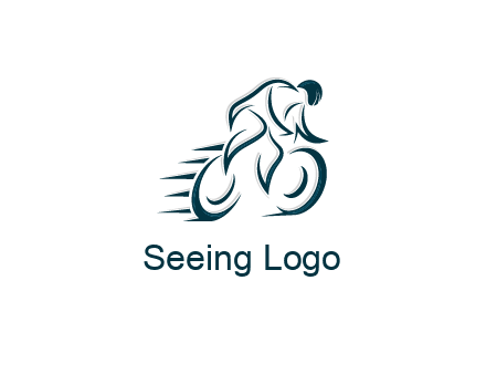 logo with an outline of a biker riding a bicycle