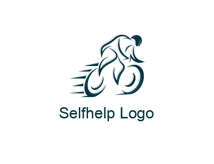 logo with an outline of a biker riding a bicycle