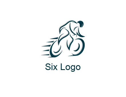 logo with an outline of a biker riding a bicycle