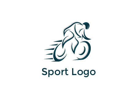 logo with an outline of a biker riding a bicycle