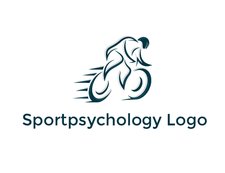 logo with an outline of a biker riding a bicycle