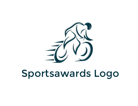 logo with an outline of a biker riding a bicycle
