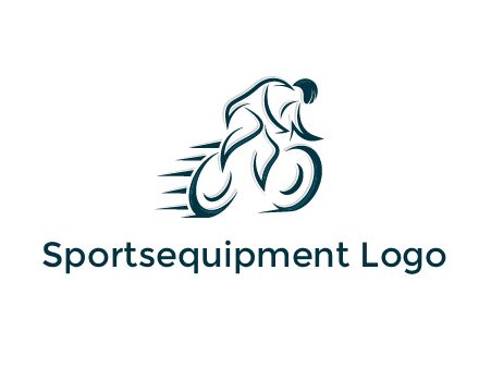 logo with an outline of a biker riding a bicycle