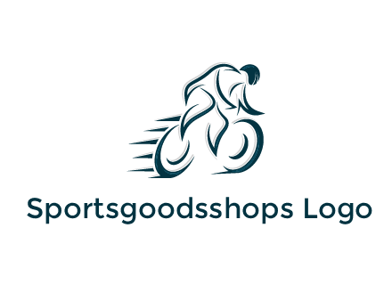 logo with an outline of a biker riding a bicycle