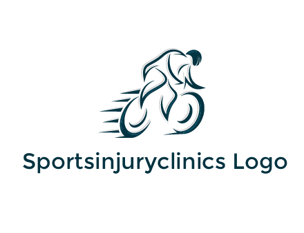 logo with an outline of a biker riding a bicycle