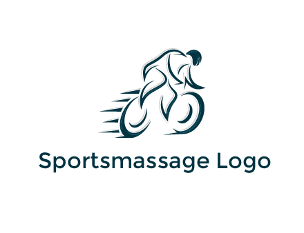 logo with an outline of a biker riding a bicycle