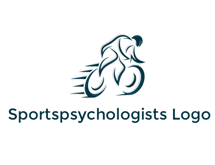 logo with an outline of a biker riding a bicycle