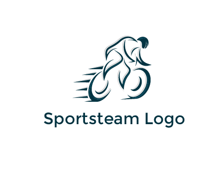 logo with an outline of a biker riding a bicycle
