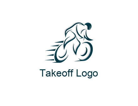logo with an outline of a biker riding a bicycle