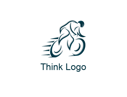 logo with an outline of a biker riding a bicycle