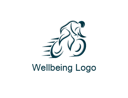logo with an outline of a biker riding a bicycle