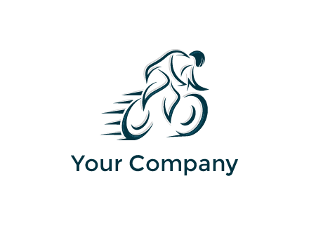 logo with an outline of a biker riding a bicycle