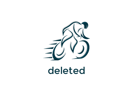 logo with an outline of a biker riding a bicycle
