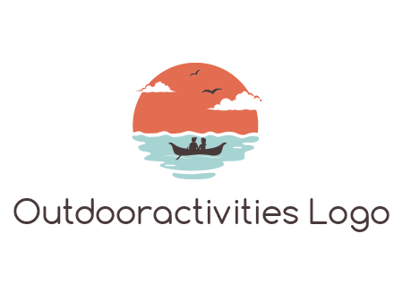 couple canoeing on a clear day with few clouds