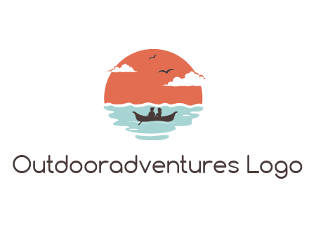 couple canoeing on a clear day with few clouds