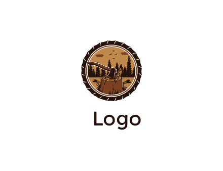 logo of an axe lodged into wood