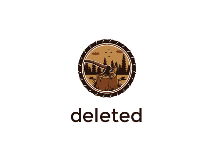 logo of an axe lodged into wood