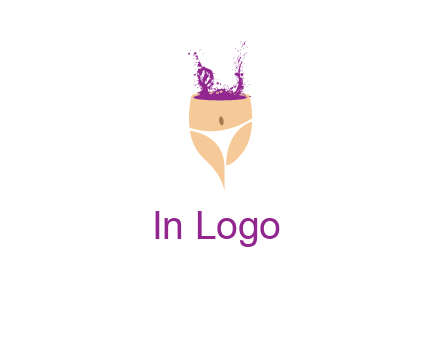girl in bikini and wine splash vector