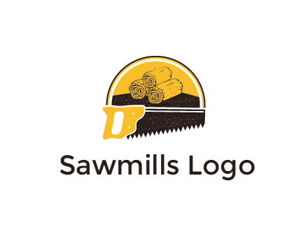 wood logs and saw logo