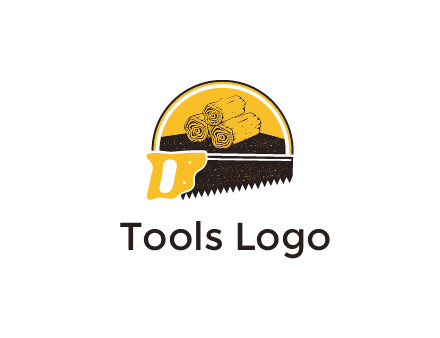 wood logs and saw logo