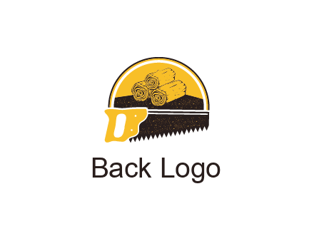 wood logs and saw logo