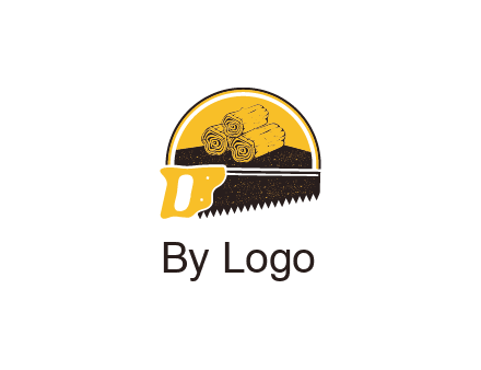 wood logs and saw logo