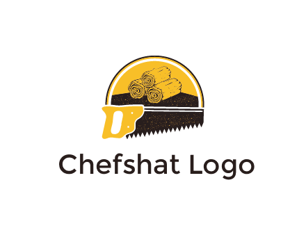 wood logs and saw logo