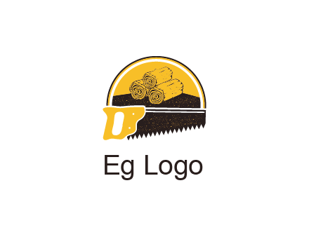 wood logs and saw logo