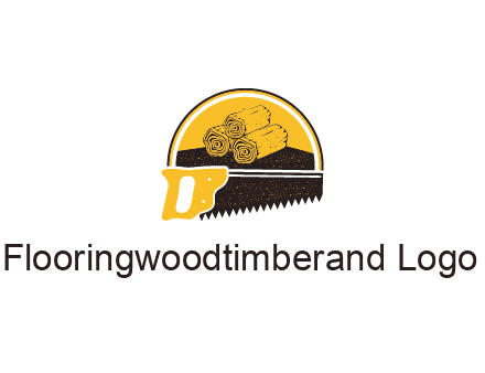 wood logs and saw logo