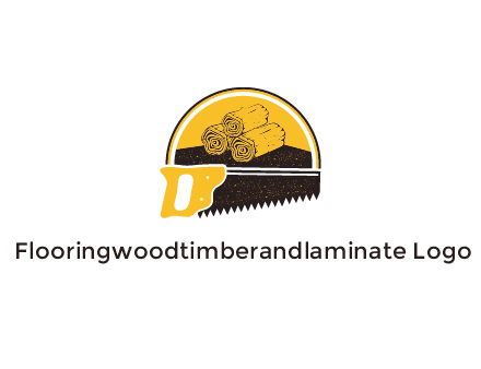 wood logs and saw logo