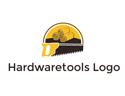 wood logs and saw logo