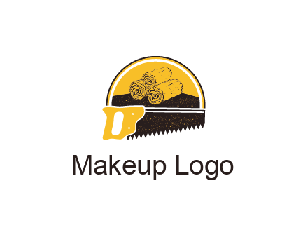 wood logs and saw logo