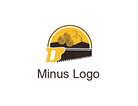 wood logs and saw logo