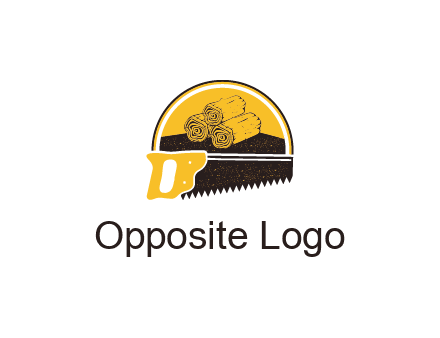 wood logs and saw logo