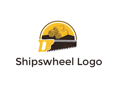 wood logs and saw logo