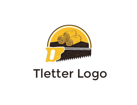 wood logs and saw logo