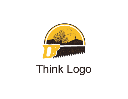wood logs and saw logo